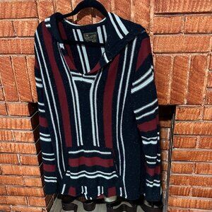 Lucky Brand black and red stripped hooded sweater